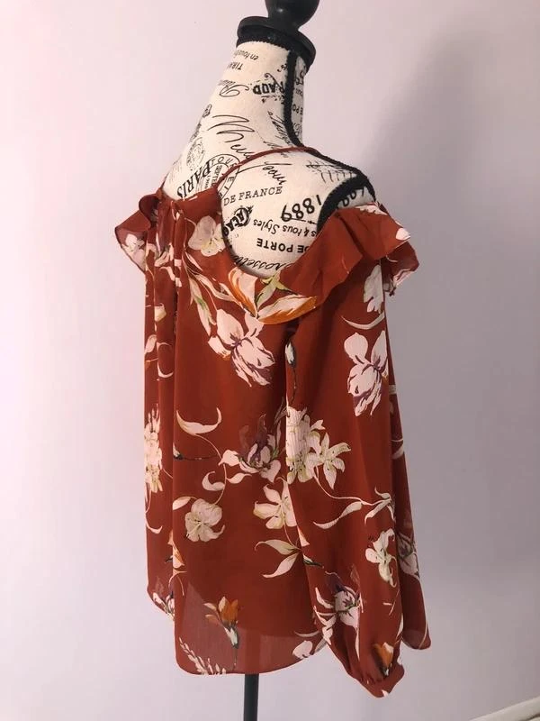 Bohemien schoudervrije blouse met bloemenpatroon Mango – Maat S (36) – photo 7